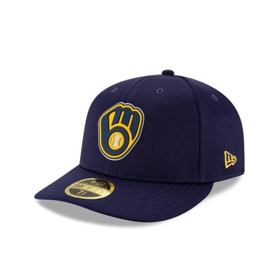 Milwaukee Brewers Gorra | New Era MLB Clubhouse Collection Low Profile 59fifty Fitted Cap Mexico - Azules